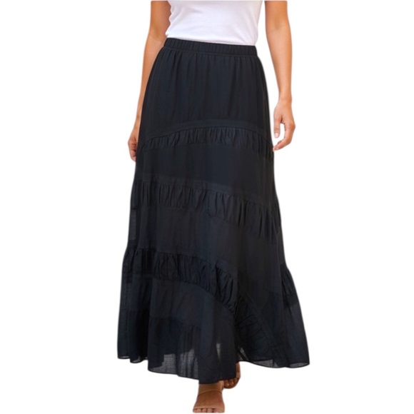 Bleu Bayou Black Boho Maxi Skirt Size Small - Picture 3 of 10